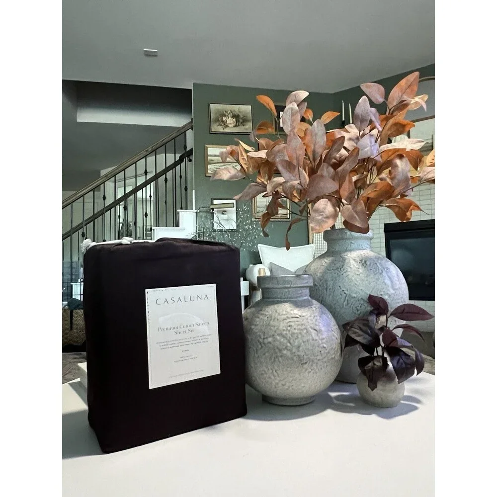 King 600 Thread Count Sateen Sheet Set Dark Fig - Casaluna NEW